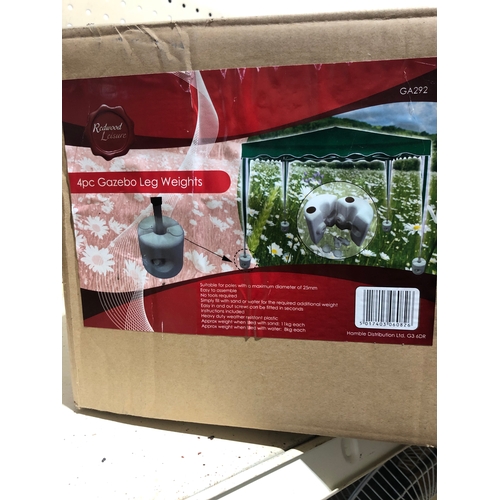 476 - Redwood pagoda weights x4 in box and unused.  Fill with water.