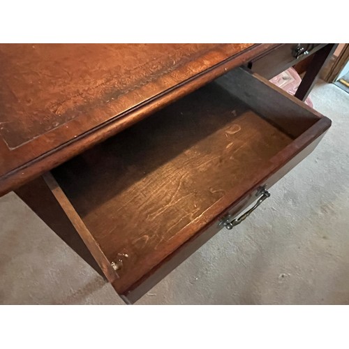 515 - Hall table with leather inlaid top and dovetailed drawers