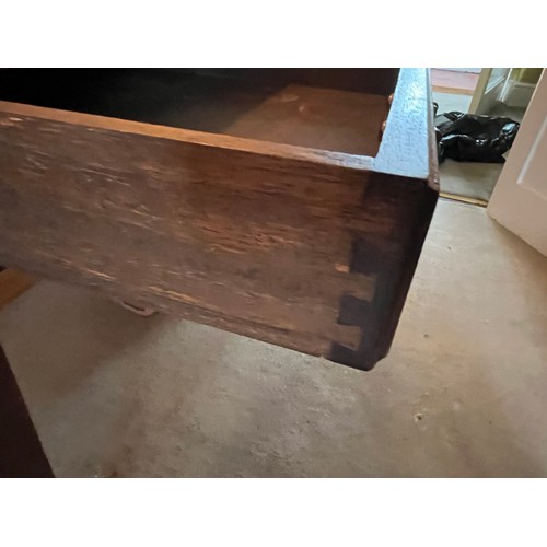 515 - Hall table with leather inlaid top and dovetailed drawers