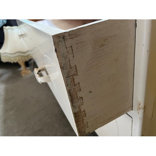 520 - Painted wooden chest of drawers. Dovetailed with metal handles
