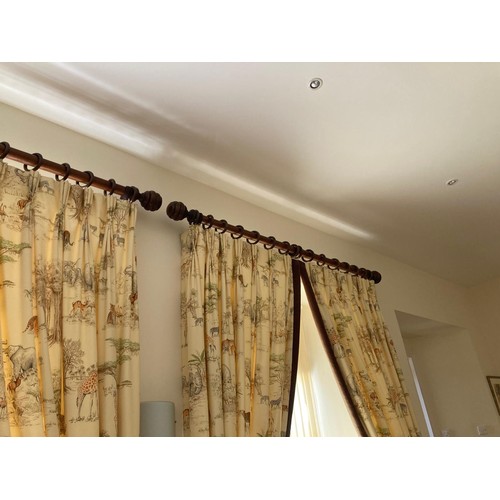 533 - Curtains with Walnut poles in a Safari theme. Includes curtains 114
