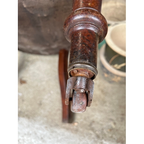 535 - Set of 4 rare Georgian carved chairs with front wheels and spring seats covered with leather.