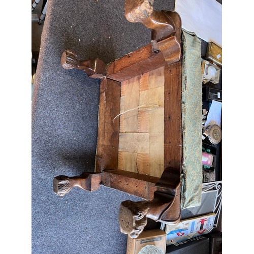 551 - Victorian walnut foot stall with claw feet
