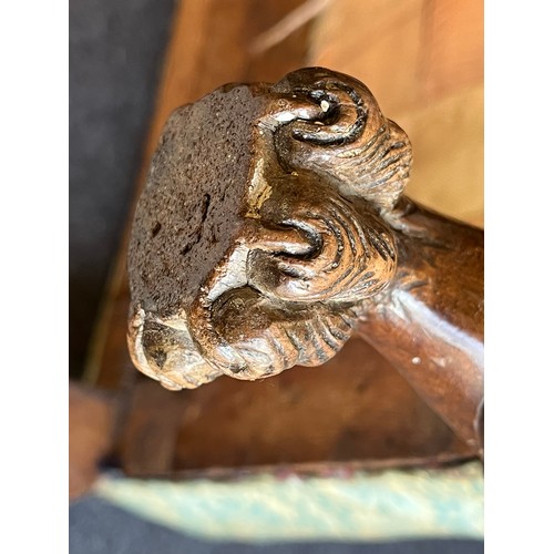551 - Victorian walnut foot stall with claw feet