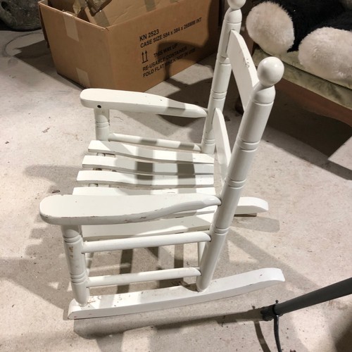 553 - Childs wooden rocking chair painted white.