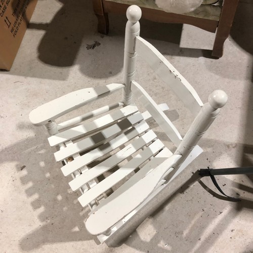 553 - Childs wooden rocking chair painted white.