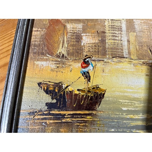 633 - Oil painting of a Chinese junk