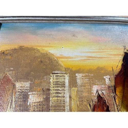 633 - Oil painting of a Chinese junk