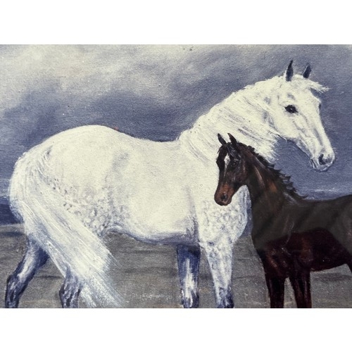 637 - Print of horses signed Kenneth Ansell