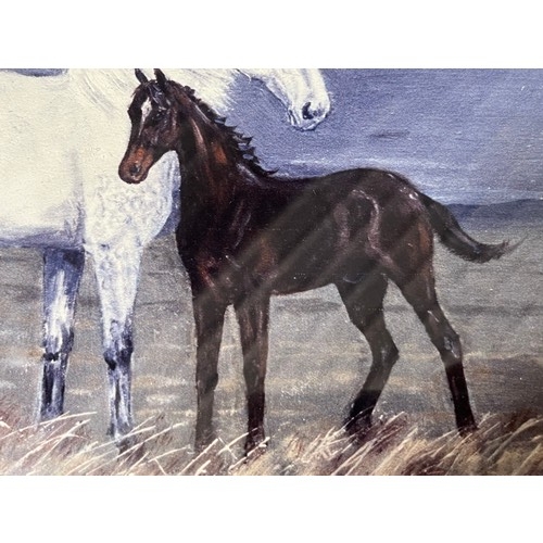 637 - Print of horses signed Kenneth Ansell