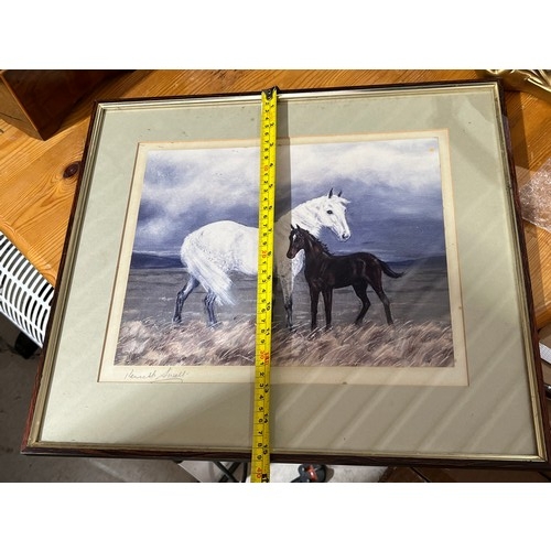 637 - Print of horses signed Kenneth Ansell