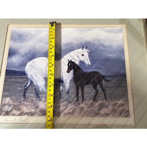 637 - Print of horses signed Kenneth Ansell