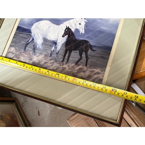 637 - Print of horses signed Kenneth Ansell