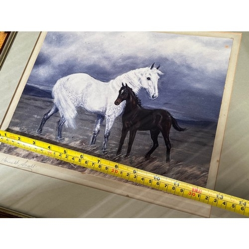637 - Print of horses signed Kenneth Ansell