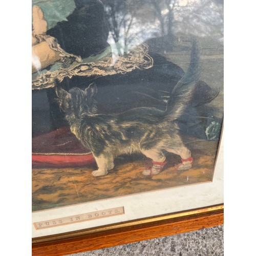 648 - Old 'Pus in boots' framed print