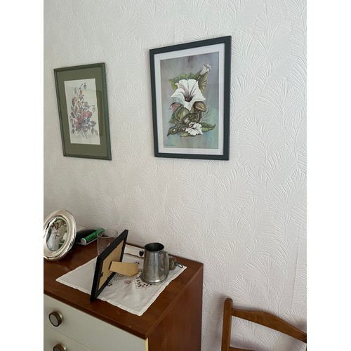 666 - Signed floral Watercolour. Framed and glazed