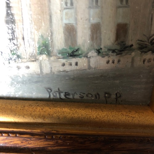 674 - Oil painting on board of a Mosque by P P Paterson. Signed