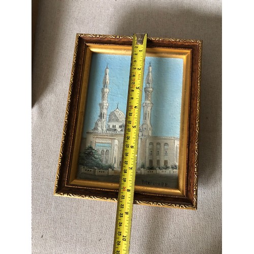 674 - Oil painting on board of a Mosque by P P Paterson. Signed