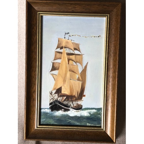 677 - Oil on board of an Arabic boat in full sail by Mrs P P Paterson. Signed