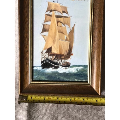 677 - Oil on board of an Arabic boat in full sail by Mrs P P Paterson. Signed