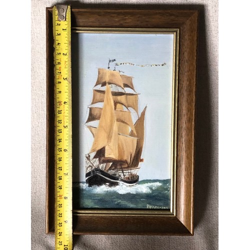 677 - Oil on board of an Arabic boat in full sail by Mrs P P Paterson. Signed