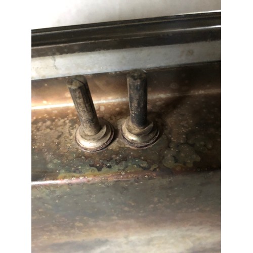 765 - Silver plated electric hot plate with aluminium surface and bakelite handles and feet