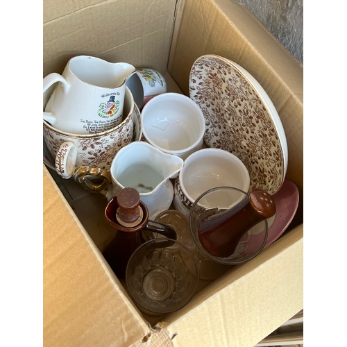 836 - Box of chinaware including Widdicombe fair