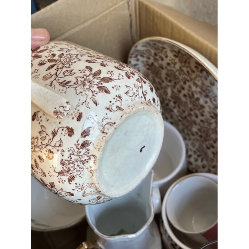 836 - Box of chinaware including Widdicombe fair