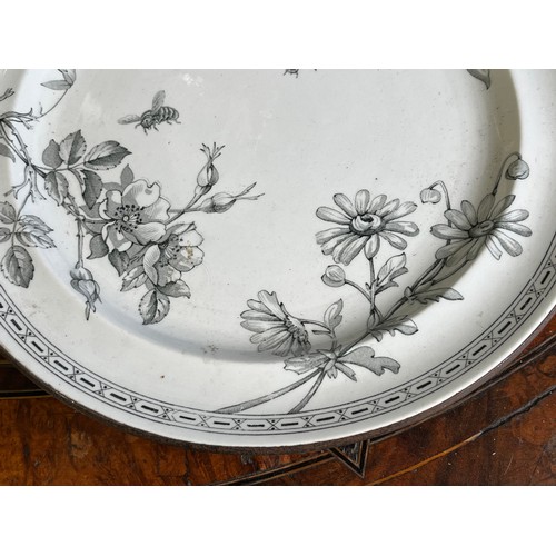 882 - Victorian JMW warming plate with stopper in a bee and flower decoration