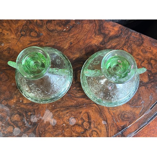 890 - Pair of Sowerby butterfly candlesticks