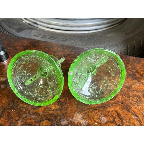 890 - Pair of Sowerby butterfly candlesticks