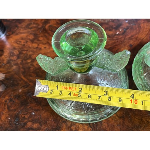 890 - Pair of Sowerby butterfly candlesticks