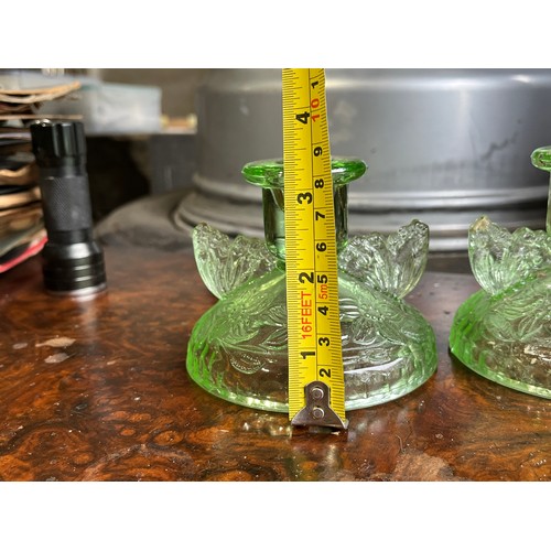 890 - Pair of Sowerby butterfly candlesticks