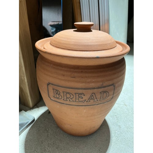 911 - Terracotta bread crock glazed inside