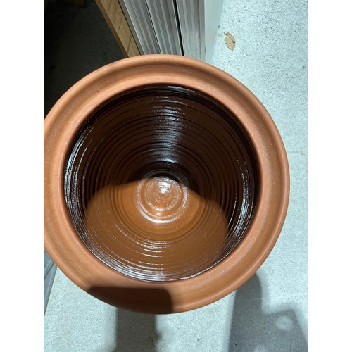 911 - Terracotta bread crock glazed inside