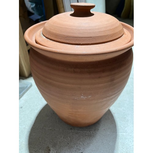 911 - Terracotta bread crock glazed inside