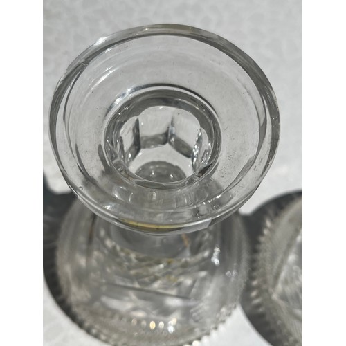 919 - Pair of antique crystal candlesticks