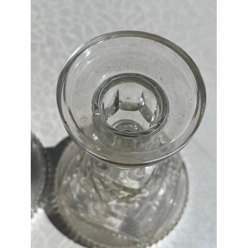 919 - Pair of antique crystal candlesticks