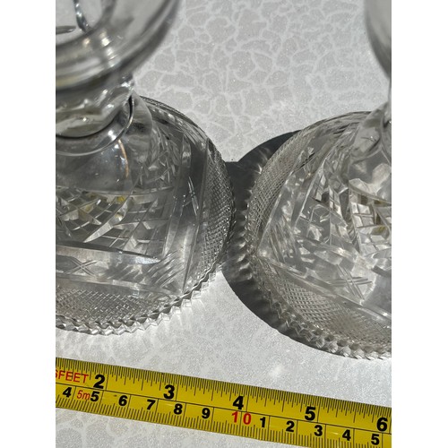 919 - Pair of antique crystal candlesticks