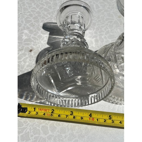 919 - Pair of antique crystal candlesticks