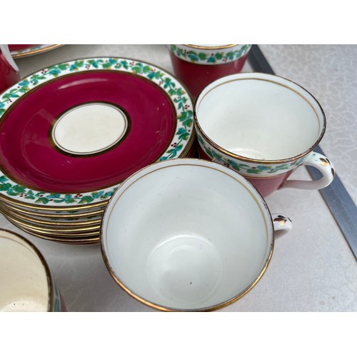 928 - Box of 0419 numbered red and white floral chinaware
