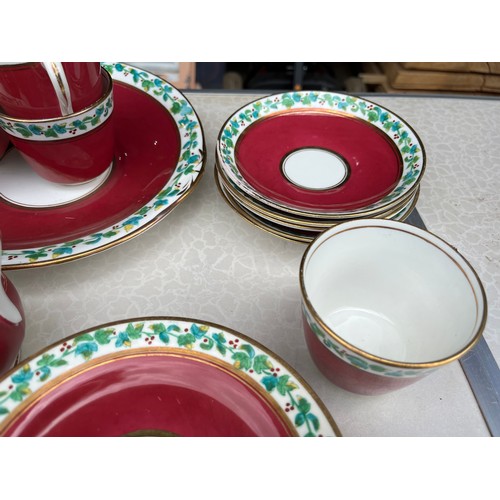 928 - Box of 0419 numbered red and white floral chinaware