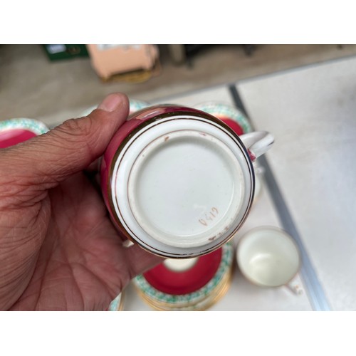 928 - Box of 0419 numbered red and white floral chinaware