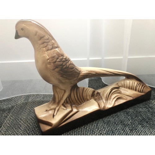 992 - Art deco ceramic pheasant by Sainte Radegonde. 41cm x 29cm. Signed