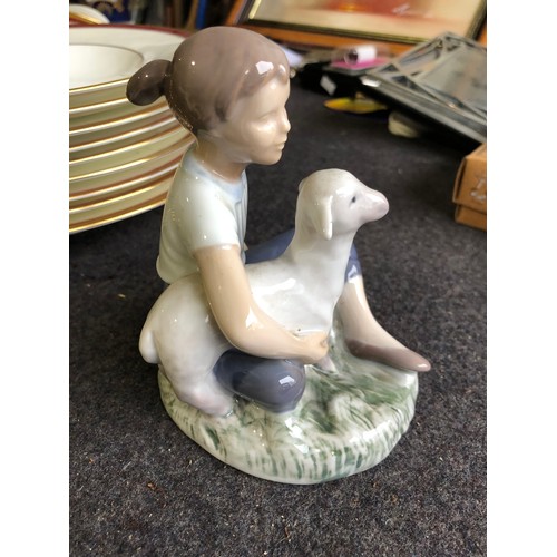 1056 - B&G Bing & Grøndahl boy and sheep. Denmark porcelain