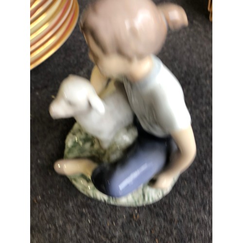 1056 - B&G Bing & Grøndahl boy and sheep. Denmark porcelain