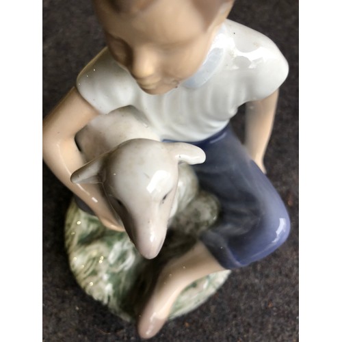 1056 - B&G Bing & Grøndahl boy and sheep. Denmark porcelain