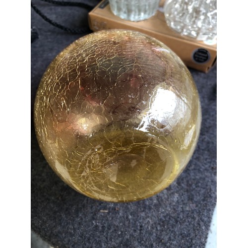 1057 - Boston and Sandwich cranberry and yellow coloured cased crackle jug