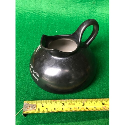 1106 - Small black Shelley jug. For luck from Ryde.