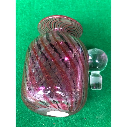 1123 - A pretty Isle of Wight signed Chris Lucus coloured glass perfume bottle.